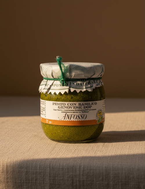 Соус песто с базиликом "Pesto Genovese DOP" на основе оливкового масла "Anfosso" 280г