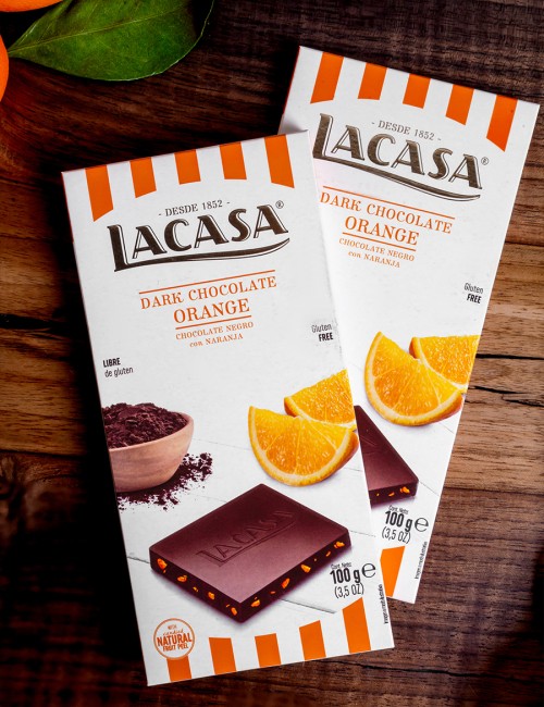 Темный шоколад LACASA с засахаренной апельсиновой цедрой 100 гр.