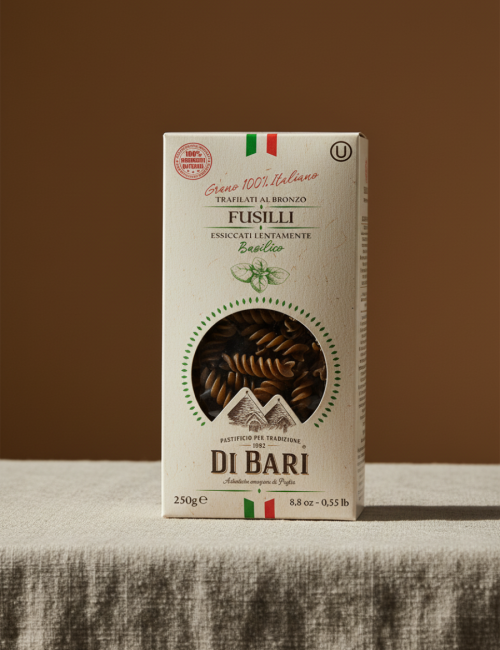 Макаронные изделия ФУЗИЛЛИ С БАЗЕЛИКОМ 250 гр.