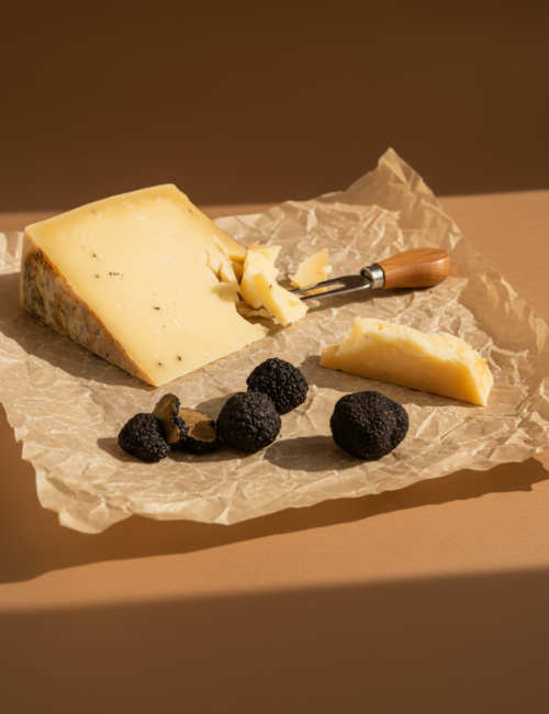 Сыр Чеддер козий с трюфелем, 50%, Крым.