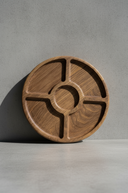 Менажница дубовая круглая 4 / 5 секций