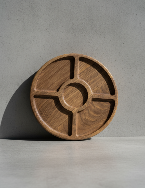 Менажница дубовая круглая 4 / 5 секций