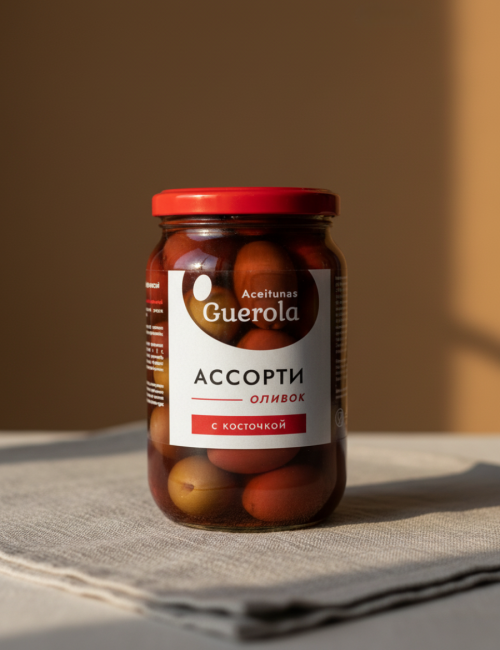 Оливки ассорти с косточкой Guerola 340 ст/б
