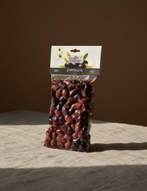 Оливки Каламата Ophellia 250г, вакуумный пакет