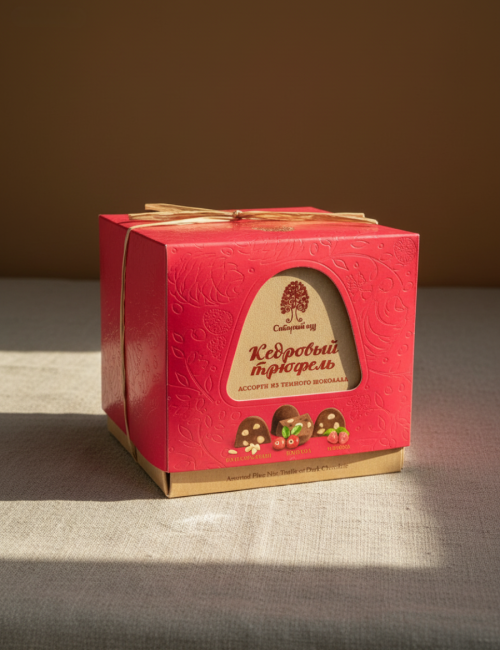 Кедровый трюфель ассорти из темного шоколада 120 гр.