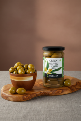 Оливки зеленые в рассоле c/к, colossal Ophellia 370мл Стекло, Греция