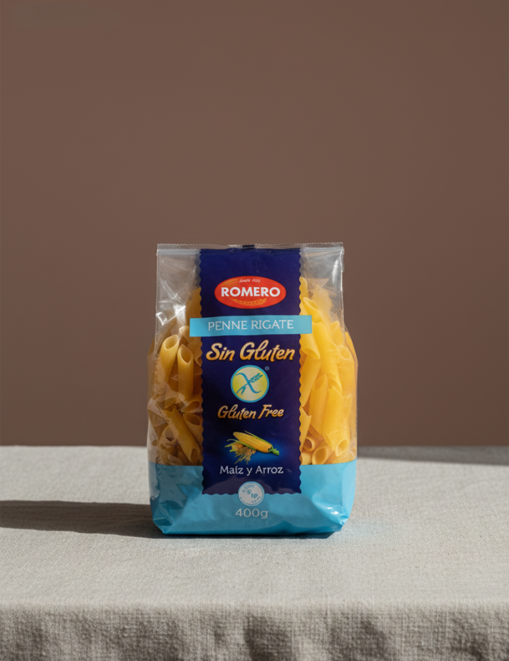 Паста Пенне без глютена из кукурузной и рисовой муки (Penne Rigate sin gluten), уп. 400 гр.