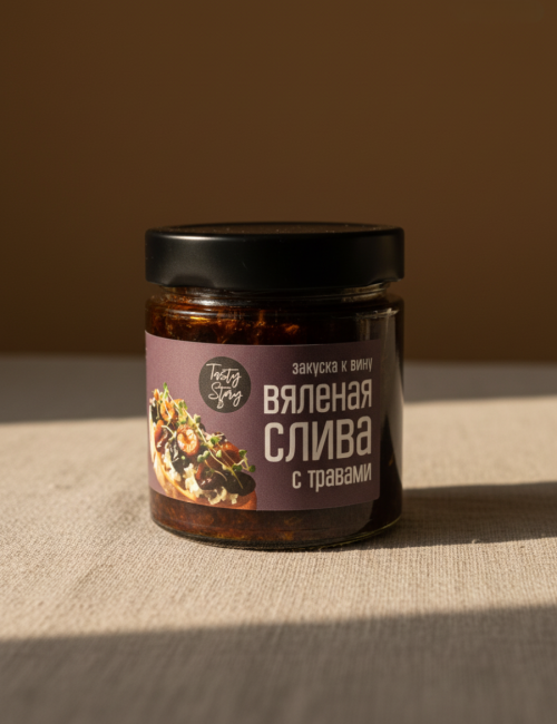 Вяленая Слива в масле с чесноком, острым перцем и травами 200 г