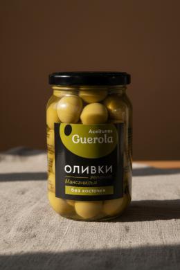Оливки зеленые без косточки Мансанилья 340г Aceitunas Guerola