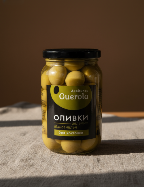 Оливки зеленые без косточки Мансанилья 340г Aceitunas Guerola