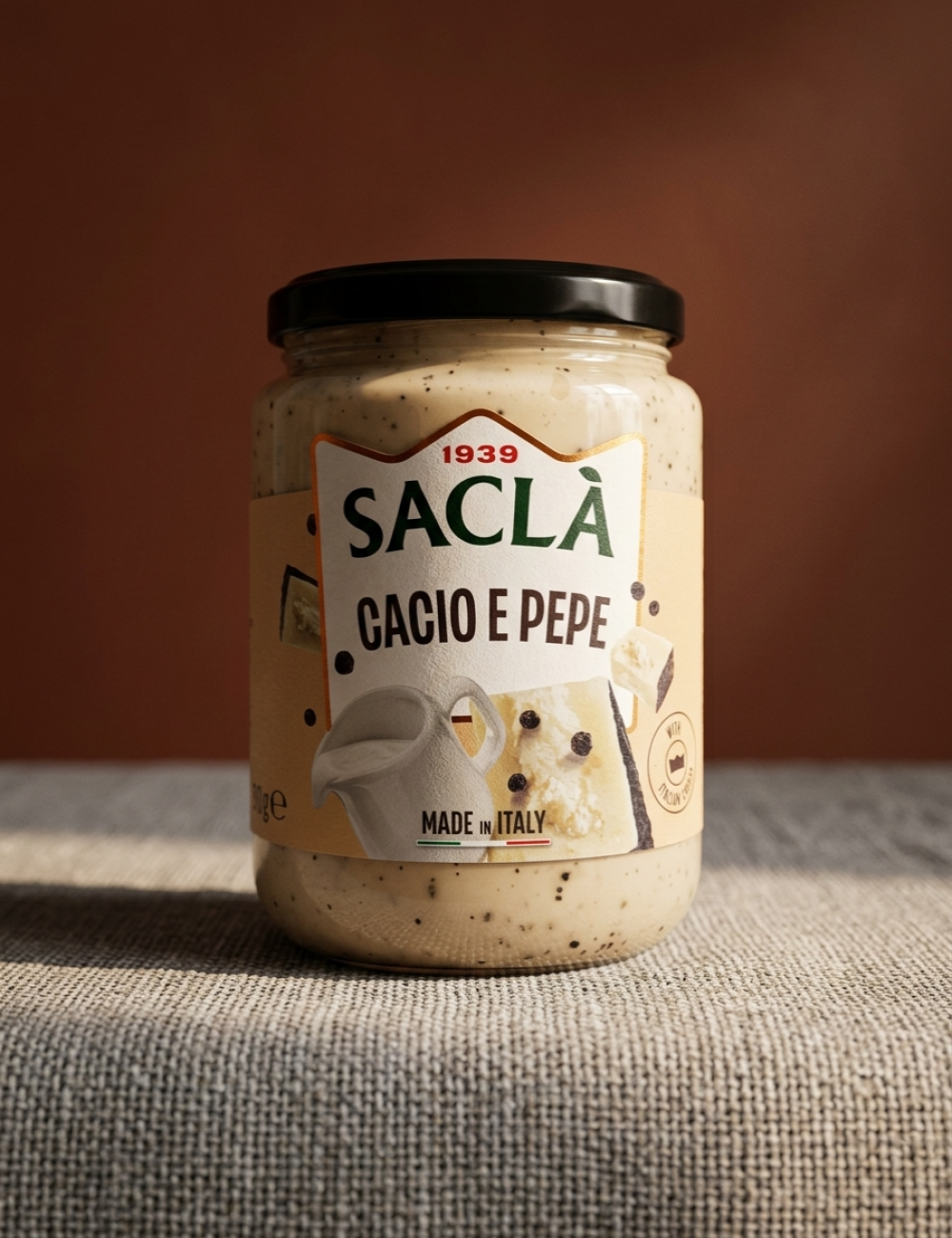 Соус сливочный для пасты с сыром и чёрным перцем "Cacio e pepe", 411гр.