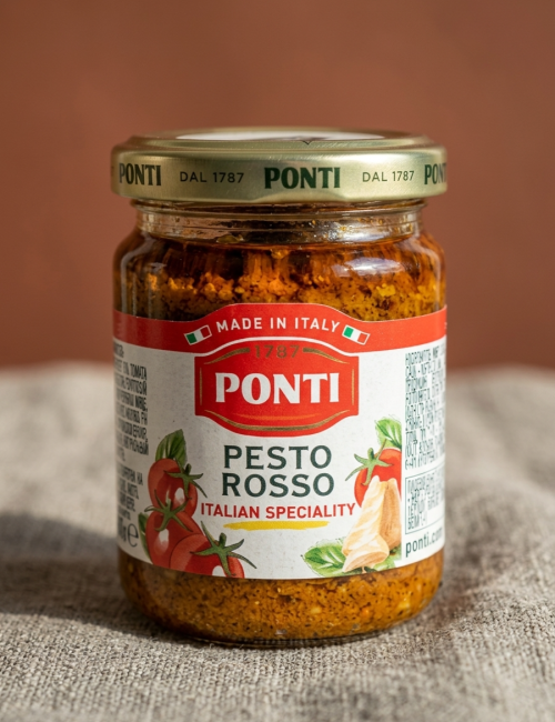 Соус Песто Россо на основе подсолнечного масла "Понти" ст/ б. 135 г