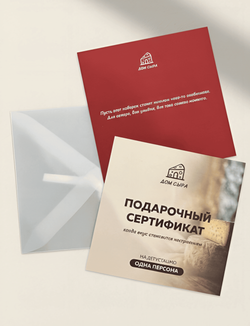 Подарочный сертификат на дегустацию. 1 персона
