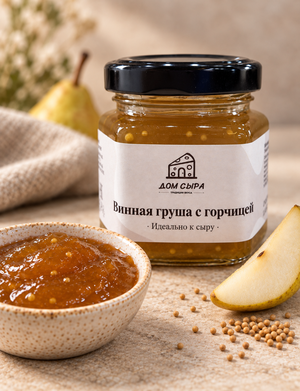 Конфитюр «Винная груша-горчица» Дом сыра, 125г
