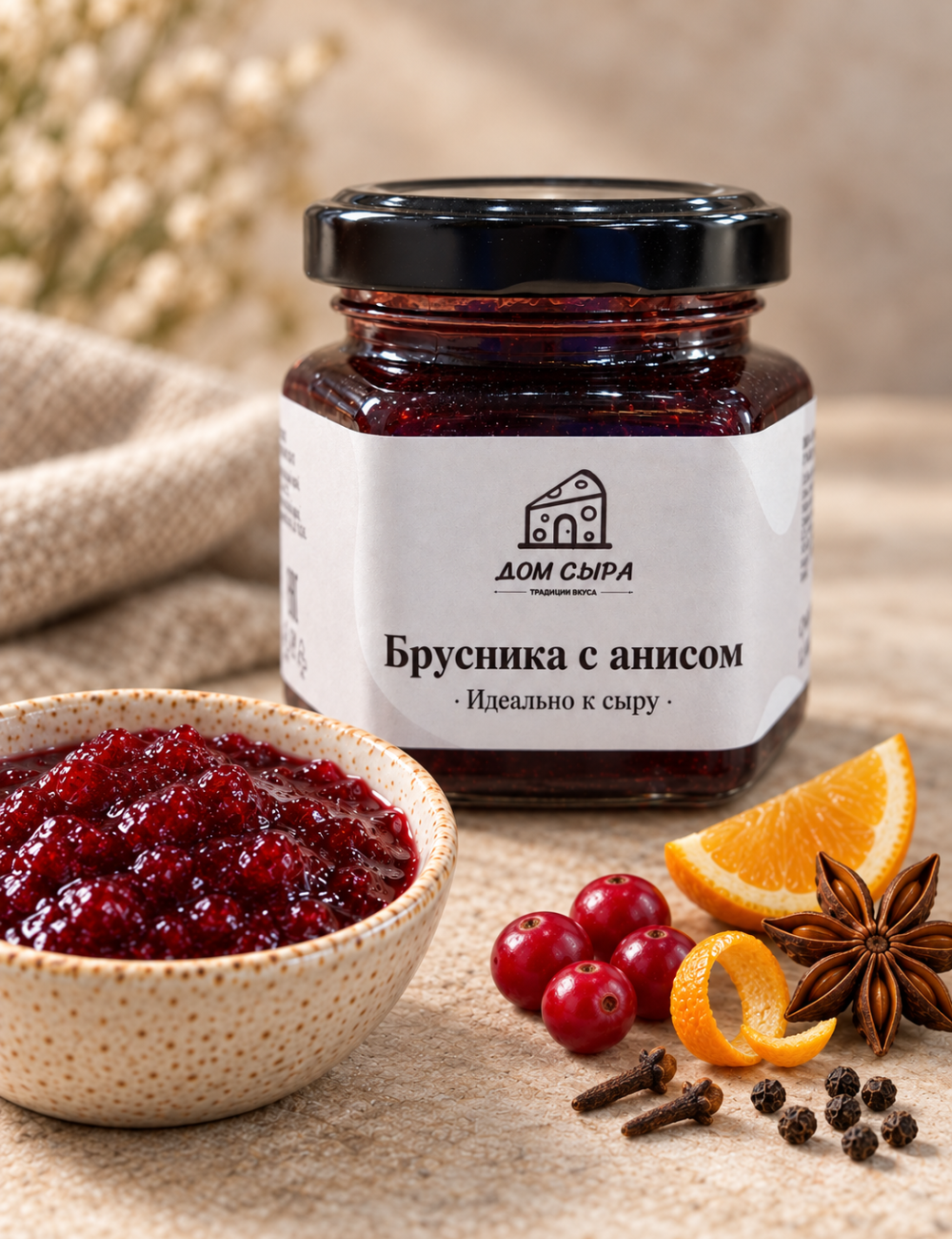 Конфитюр «Брусника с анисом» Дом сыра, 125г