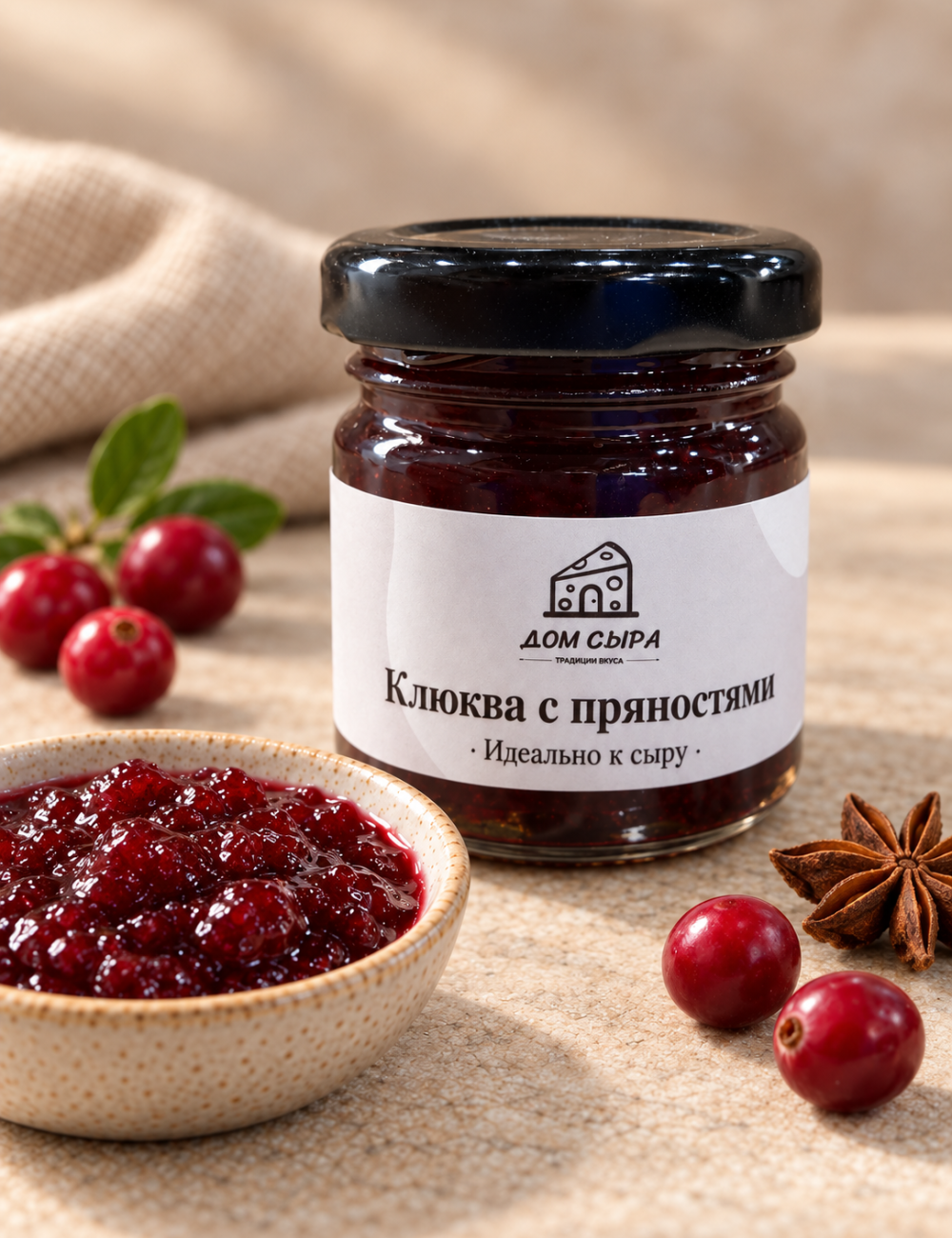 Конфитюр «Клюква с пряностями» Дом сыра, 40 г