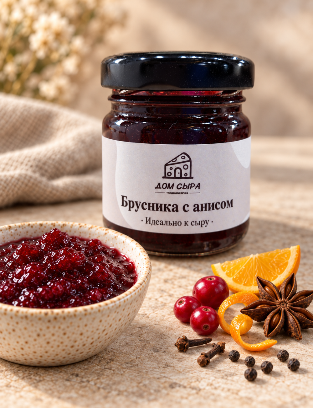 Конфитюр «Брусника с анисом» Дом сыра, 40 г