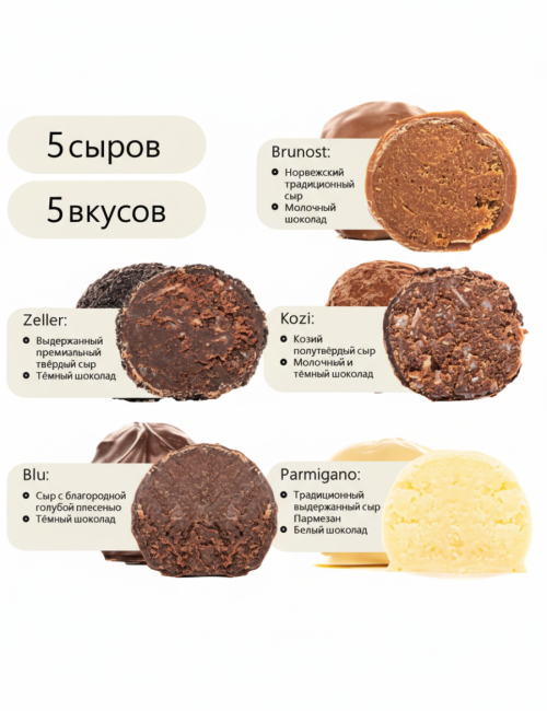 Набор из 10 сырных конфет «Квинтет» - Пять сыров "Larka Chocolates"