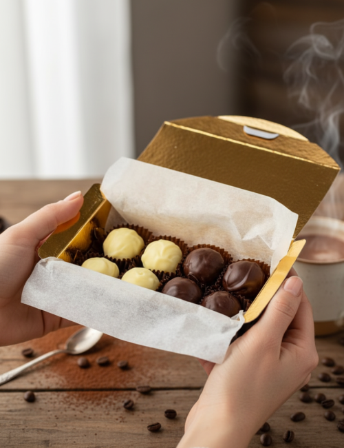 Ассорти из 8 сырных конфет трюфель с голубым сыром "Larka Chocolates"